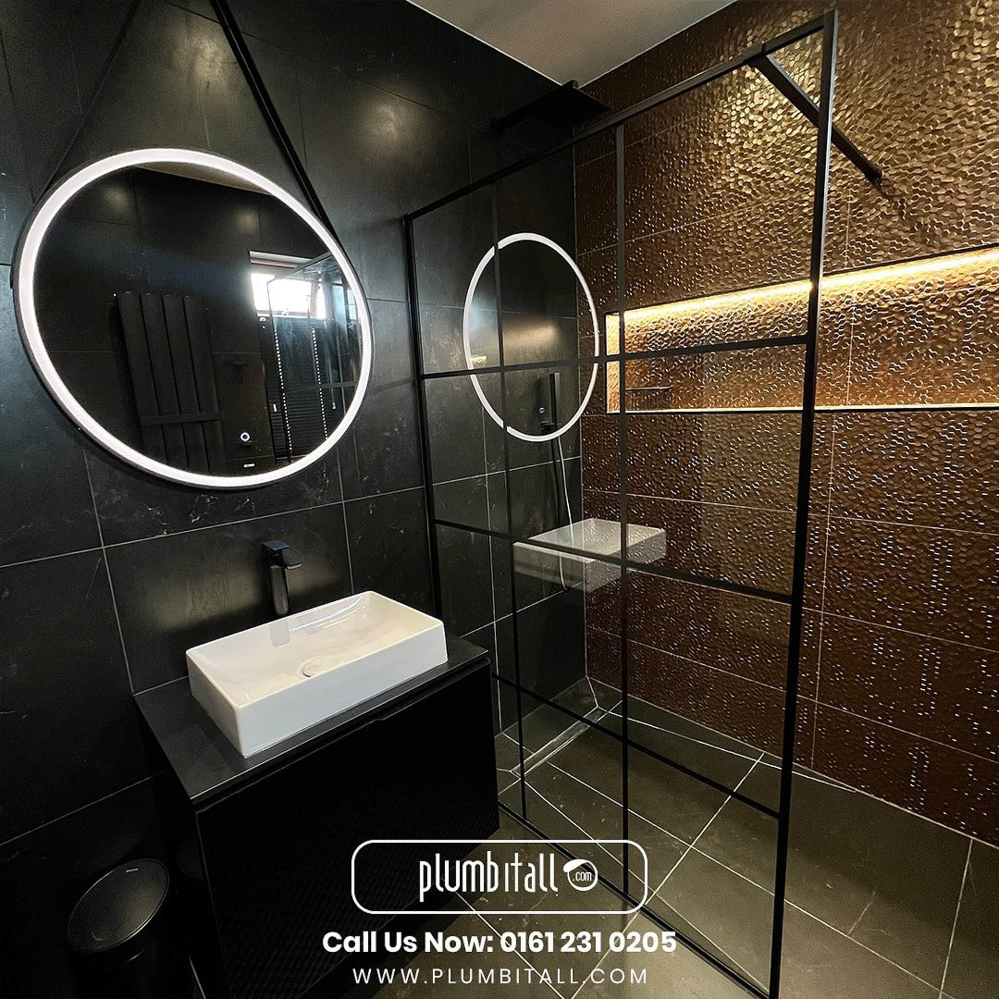 Wet room installation with linear drain Stockport